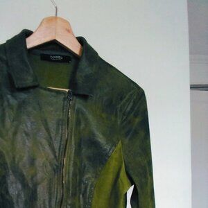 Green vegan Leather S Vest